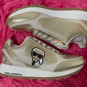 Karl Lagerfeld Metallic Gold Sneakers